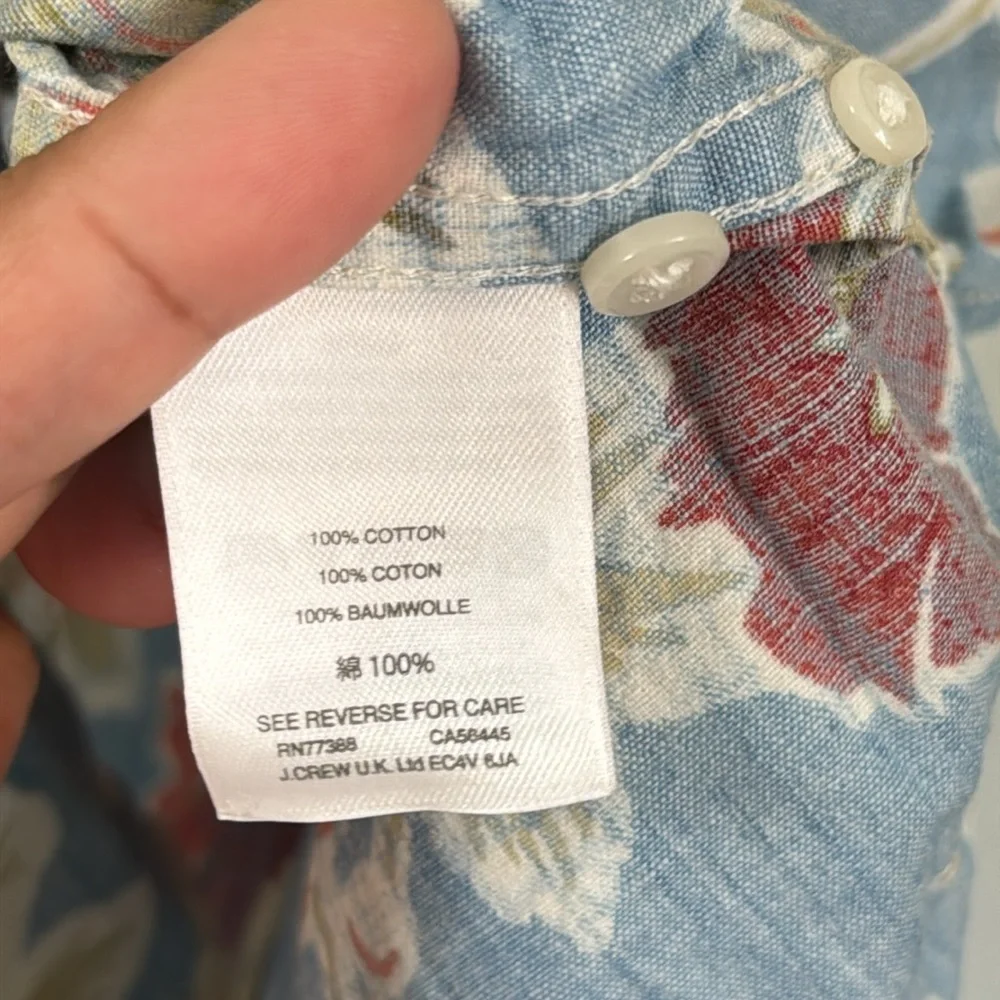 J. Crew 100% Cotton Floral Hawaiian Printed Classic Fit Button Down Shirt Size M - Picture 4 of 6